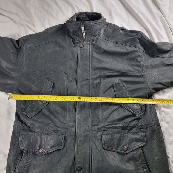 Towne By London Fog Mens XL Black Leather Jacket Winter Warm Casual Going Out - Picture 9 of 12